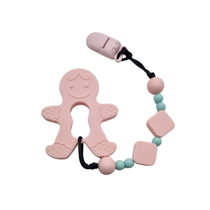 Easy Attachable Beaded and Blocked Chain with Gingerbread Man Sensory Chew