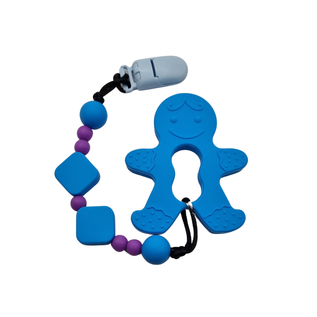 Easy Attachable Beaded and Blocked Chain with Gingerbread Man Sensory Chew