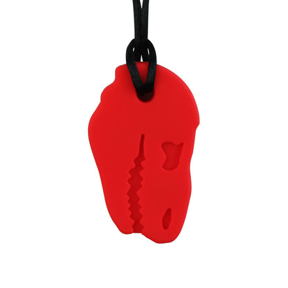 Sensory Chew Pendant With Necklace - Dinosaur T-Rex Skull