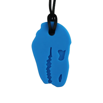 Sensory Chew Pendant With Necklace - Dinosaur T-Rex Skull