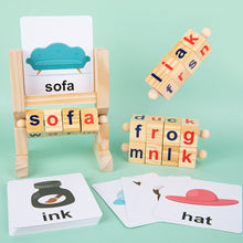 Wooden Words Spelling Game - Alphabet Letters Reading Building Blocks Game with Cards