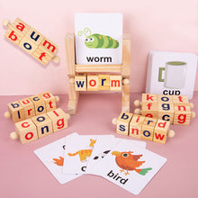 Wooden Words Spelling Game - Alphabet Letters Reading Building Blocks Game with Cards